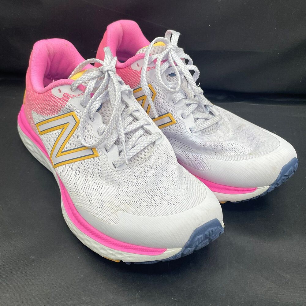 New Balance Fresh Foam 680 Running Shoes White Pink Orange Women Size 7.5